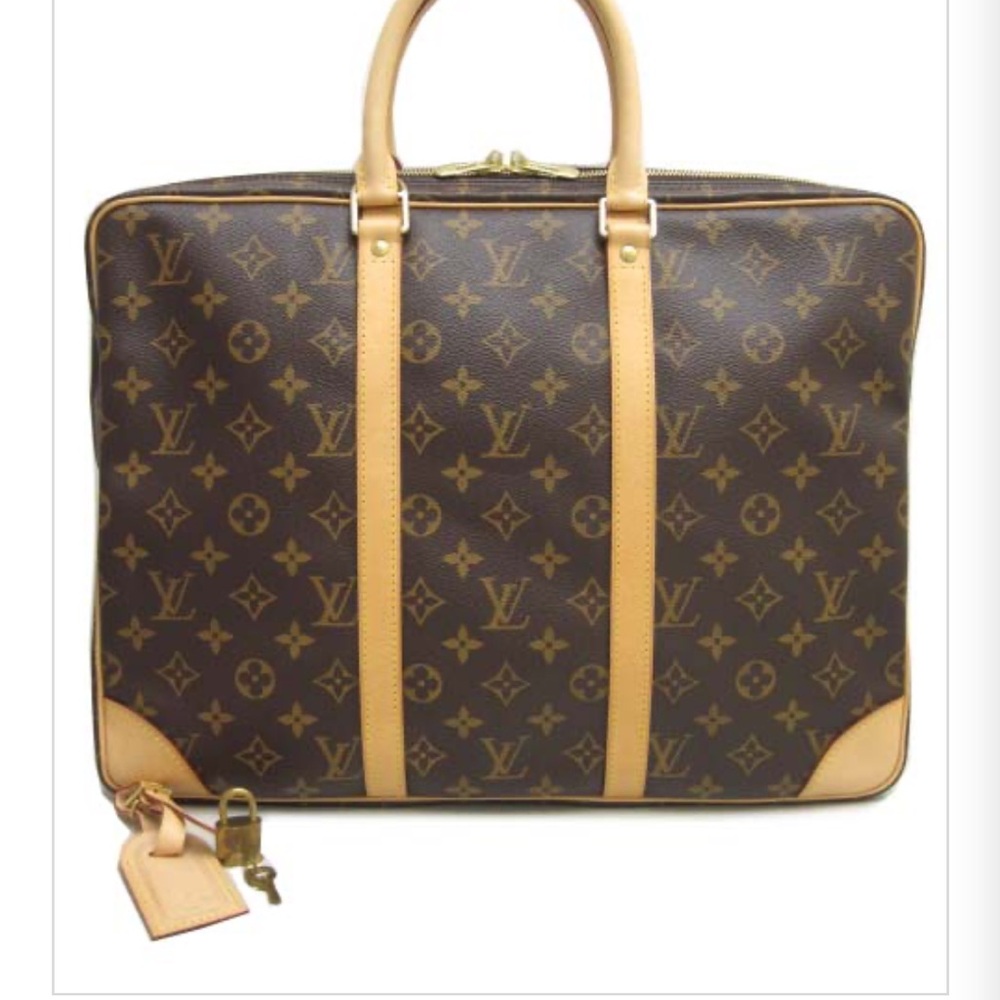 Louis Vuitton Monogram Tan and Brown Briefcase
